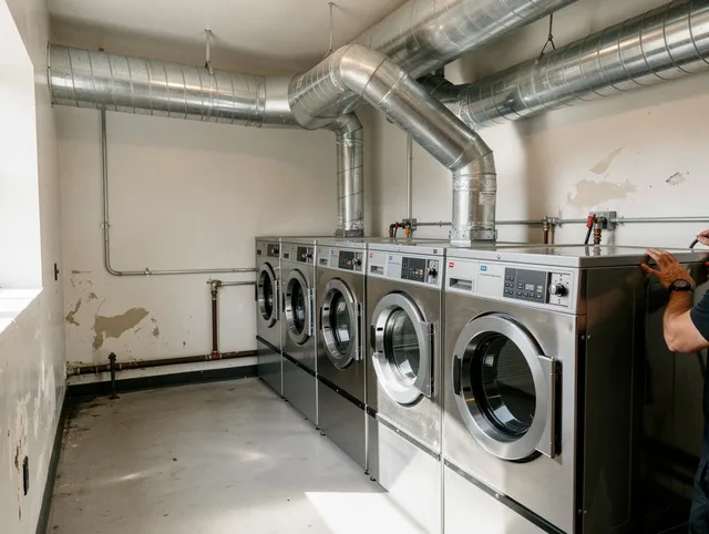 Monrovia Dryer Vent Cleaning team performing large-scale commercial dryer vent cleaning in Monrovia