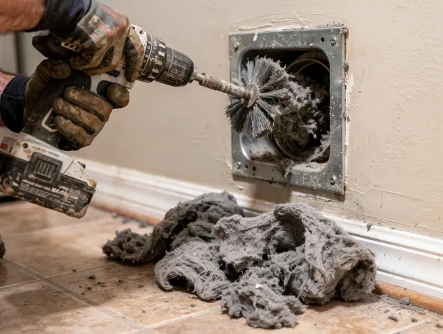 Certified Monrovia Dryer Vent Cleaning technician performing dryer vent cleaning in Monrovia